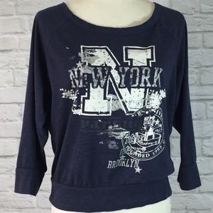 eyelash couture Tops - Distressed graphic blue & white womens sweatshirt eyelash couture Tops - Distressed graphic blue & white womens sweatshirt